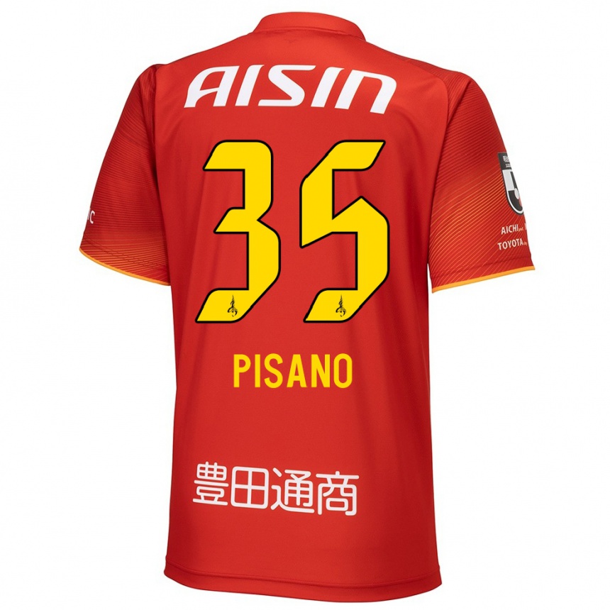 Niño Fútbol Camiseta Alexandre Pisano #35 Rojo Blanco Amarillo 1ª Equipación 2024/25 México