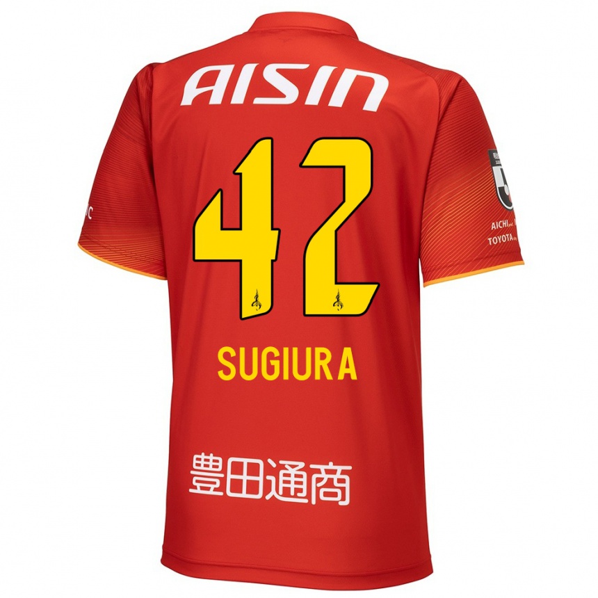 Niño Fútbol Camiseta Shungo Sugiura #42 Rojo Blanco Amarillo 1ª Equipación 2024/25 México