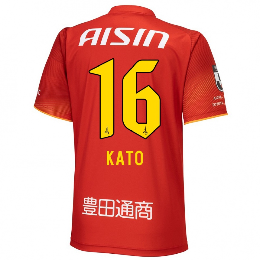 Niño Fútbol Camiseta Naotaro Kato #16 Rojo Blanco Amarillo 1ª Equipación 2024/25 México