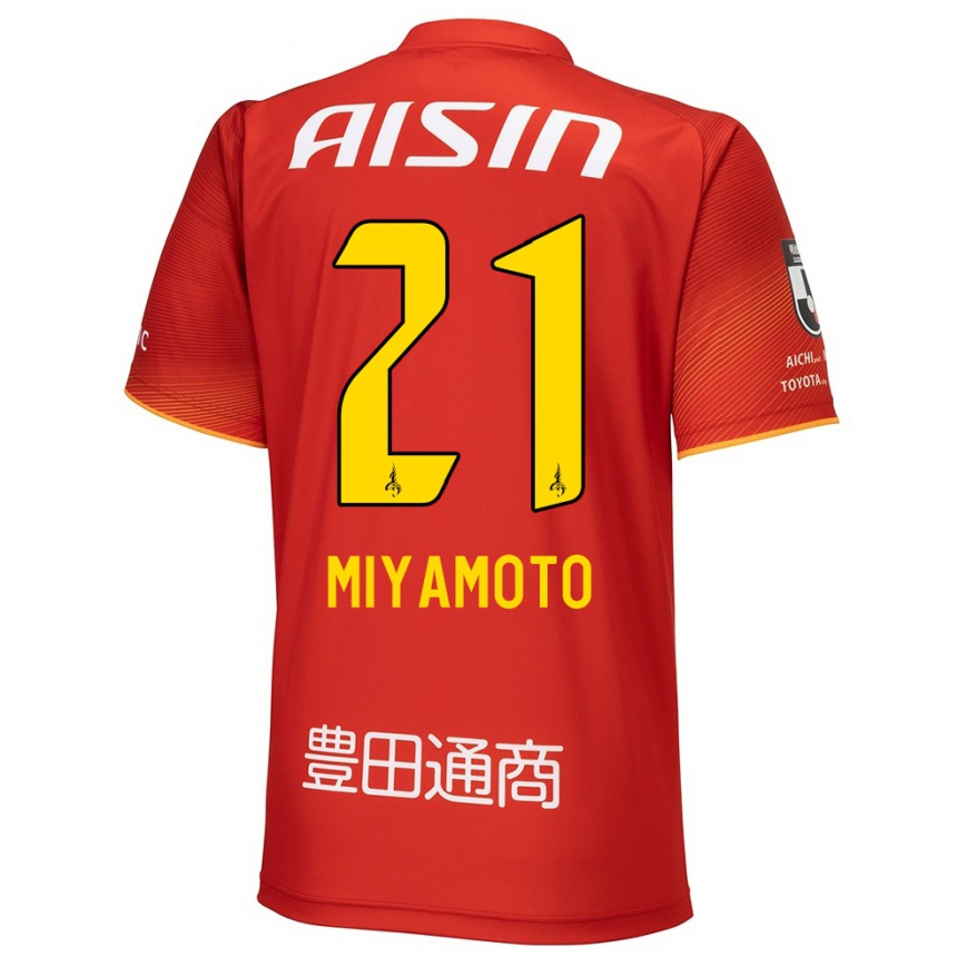 Niño Fútbol Camiseta Kodai Miyamoto #21 Rojo Blanco Amarillo 1ª Equipación 2024/25 México