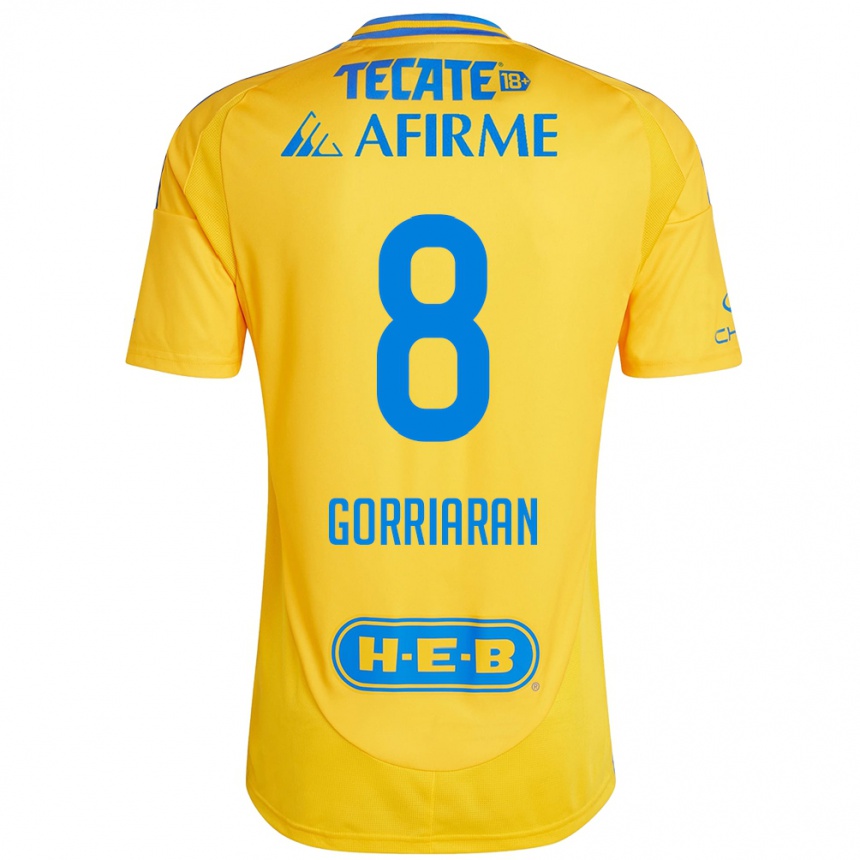 Niño Fútbol Camiseta Fernando Gorriarán #8 Oro Amarillo 1ª Equipación 2024/25 México