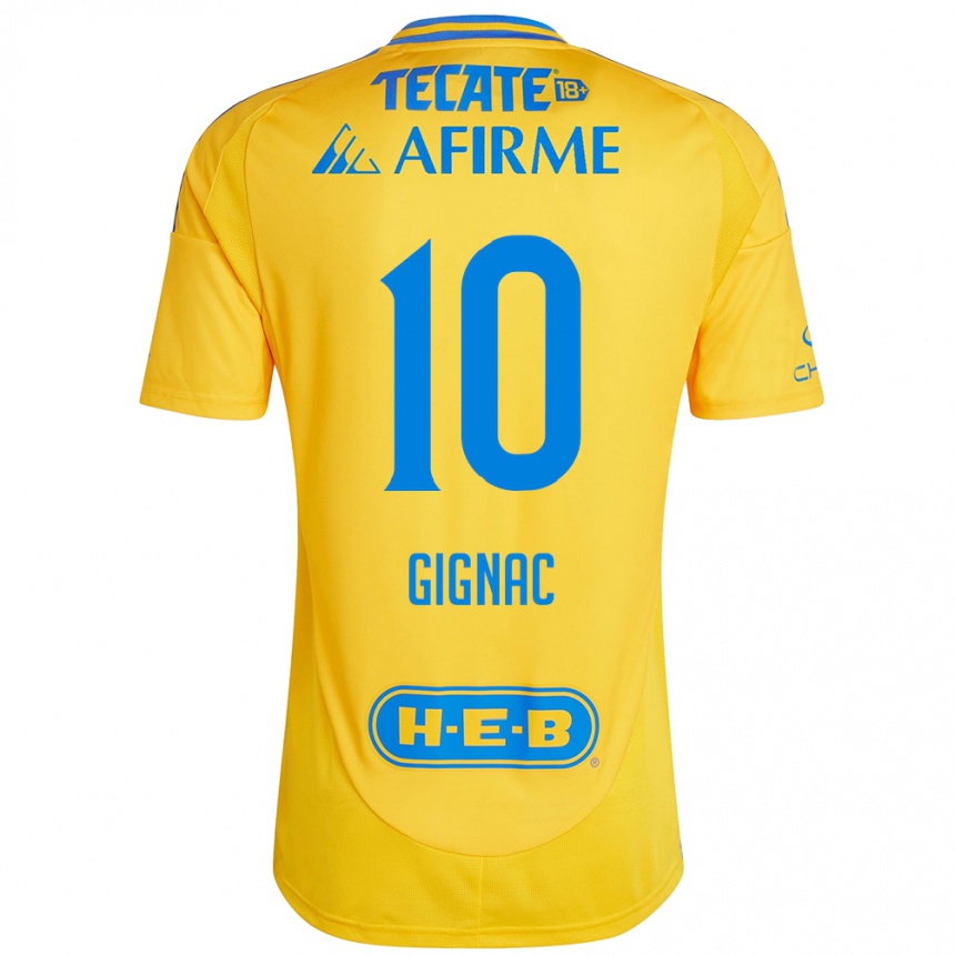 Niño Fútbol Camiseta André-Pierre Gignac #10 Oro Amarillo 1ª Equipación 2024/25 México