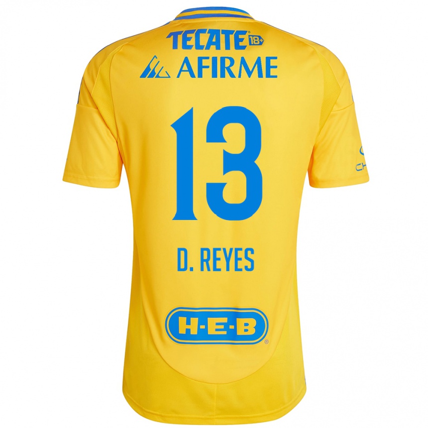 Niño Fútbol Camiseta Diego Reyes #13 Oro Amarillo 1ª Equipación 2024/25 México