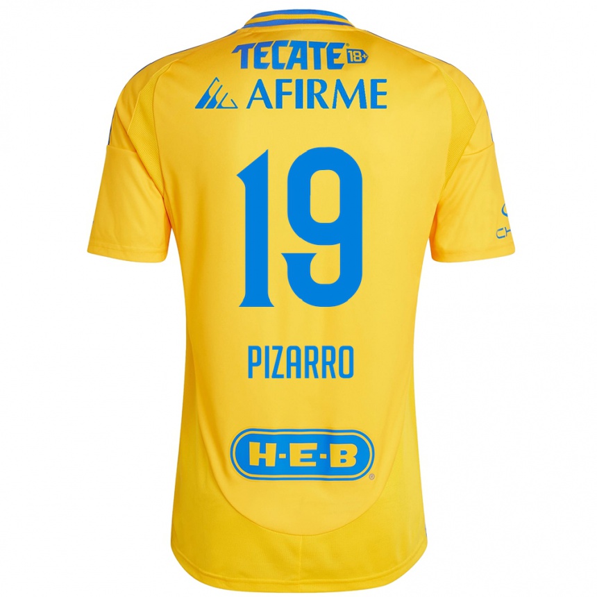 Niño Fútbol Camiseta Guido Pizarro #19 Oro Amarillo 1ª Equipación 2024/25 México