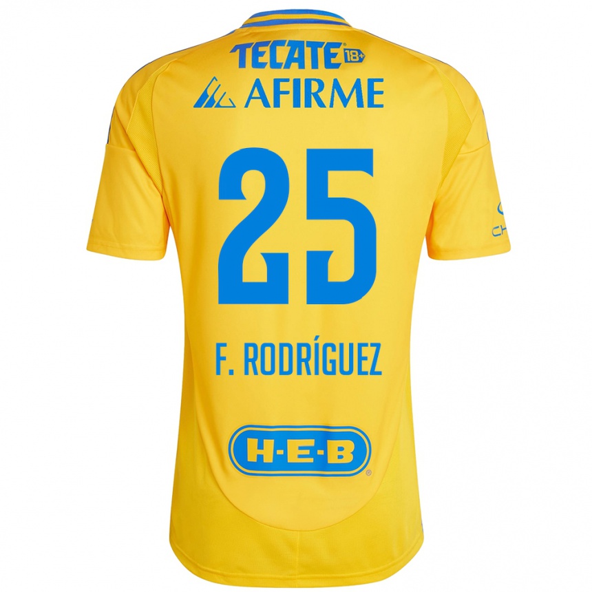 Niño Fútbol Camiseta Felipe Rodríguez #25 Oro Amarillo 1ª Equipación 2024/25 México