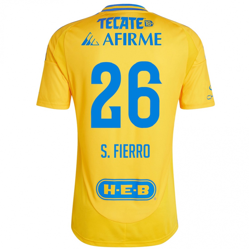 Niño Fútbol Camiseta Sebastián Fierro #26 Oro Amarillo 1ª Equipación 2024/25 México