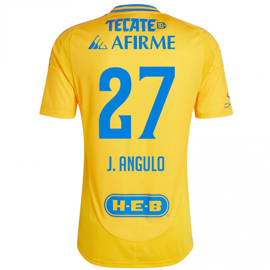 Niño Fútbol Camiseta Jesús Angulo #27 Oro Amarillo 1ª Equipación 2024/25 México