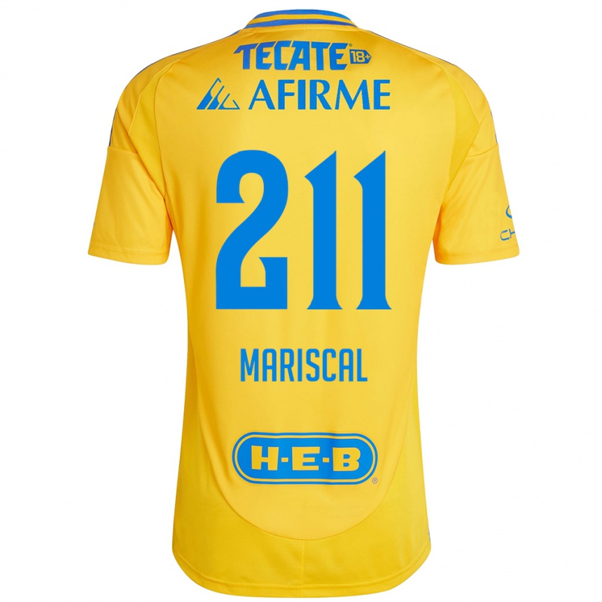 Niño Fútbol Camiseta Kevin Mariscal #211 Oro Amarillo 1ª Equipación 2024/25 México