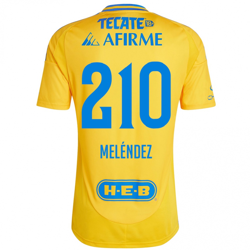 Niño Fútbol Camiseta Marcelo Meléndez #210 Oro Amarillo 1ª Equipación 2024/25 México