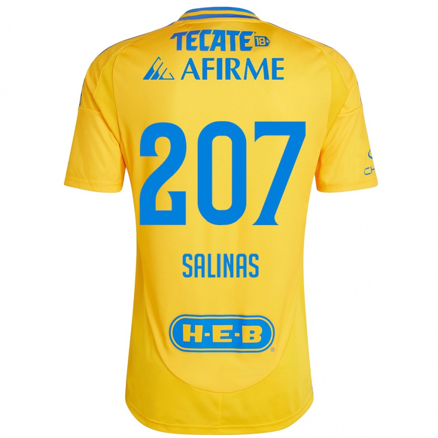 Niño Fútbol Camiseta Marcelo Salinas #207 Oro Amarillo 1ª Equipación 2024/25 México