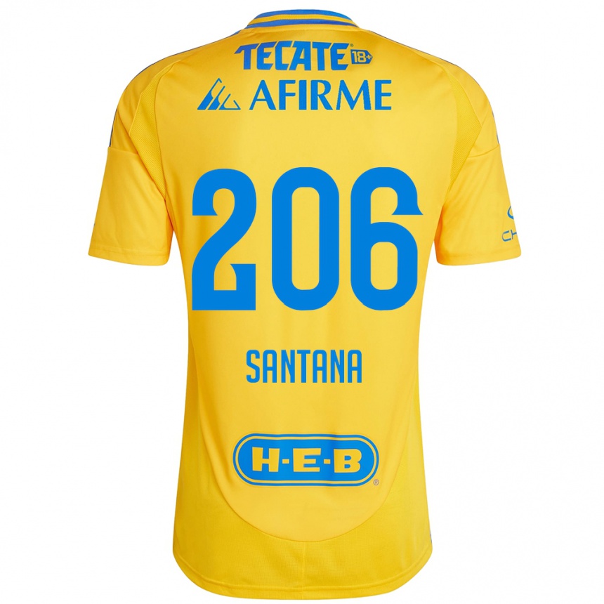 Niño Fútbol Camiseta Joel Santana #206 Oro Amarillo 1ª Equipación 2024/25 México