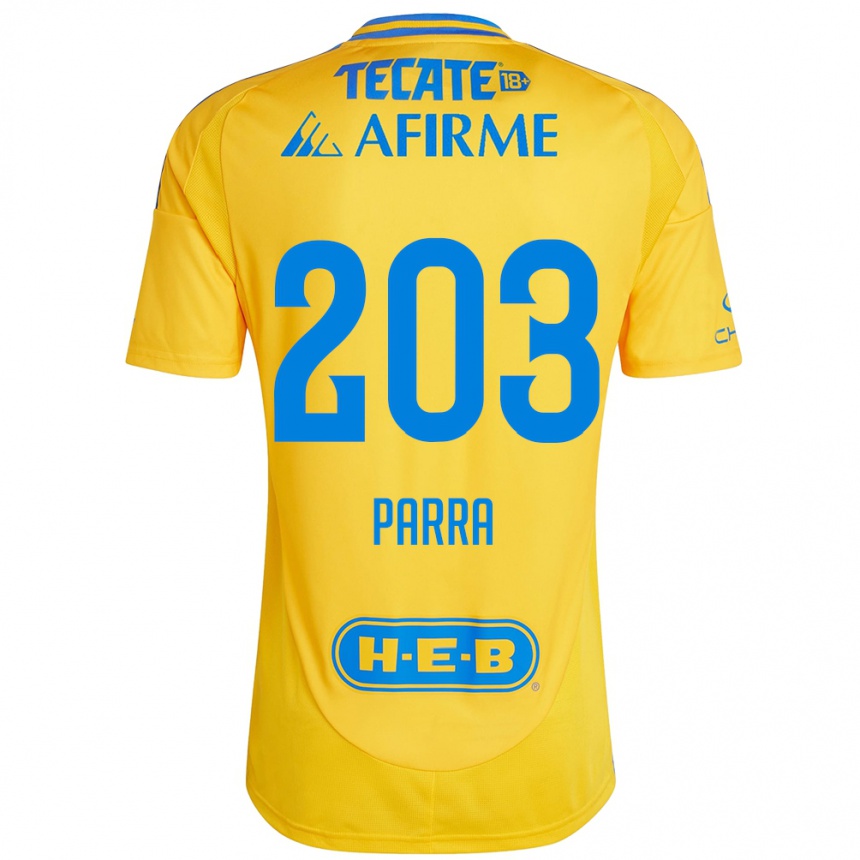 Niño Fútbol Camiseta Bernardo Parra #203 Oro Amarillo 1ª Equipación 2024/25 México