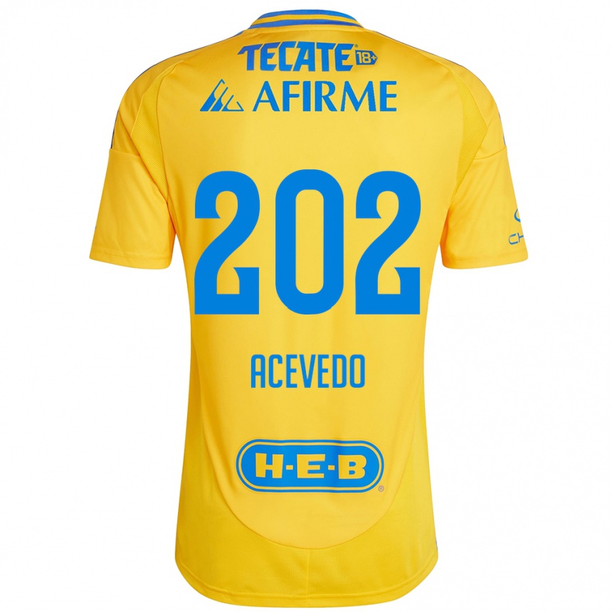 Niño Fútbol Camiseta José Acevedo #202 Oro Amarillo 1ª Equipación 2024/25 México