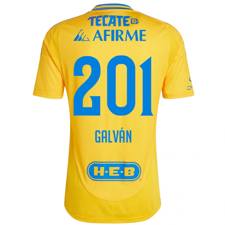 Niño Fútbol Camiseta Isac Galván #201 Oro Amarillo 1ª Equipación 2024/25 México