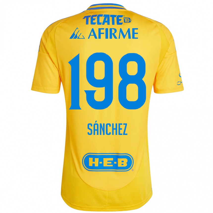 Niño Fútbol Camiseta Diego Sánchez #198 Oro Amarillo 1ª Equipación 2024/25 México