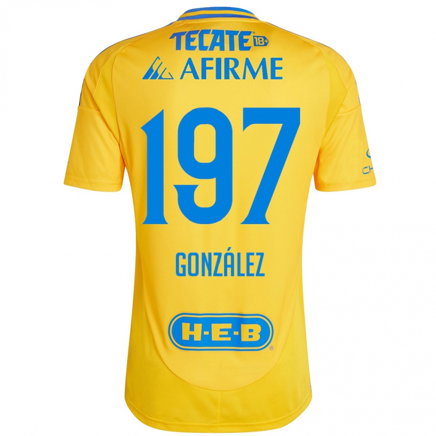 Niño Fútbol Camiseta Germán González #197 Oro Amarillo 1ª Equipación 2024/25 México