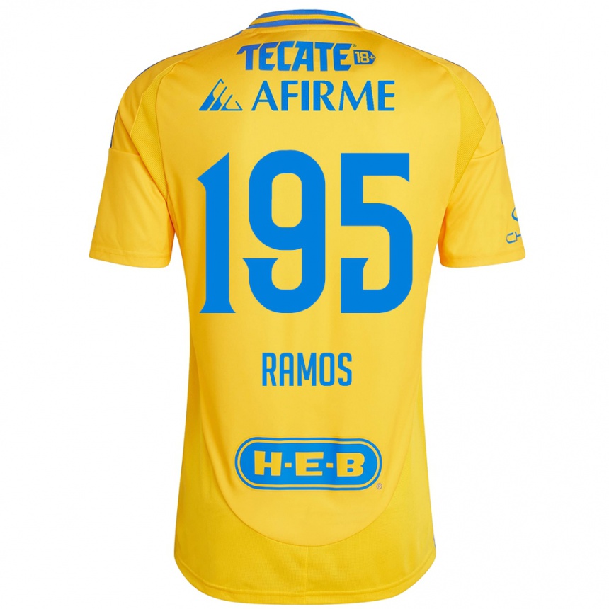 Niño Fútbol Camiseta Rodrigo Ramos #195 Oro Amarillo 1ª Equipación 2024/25 México