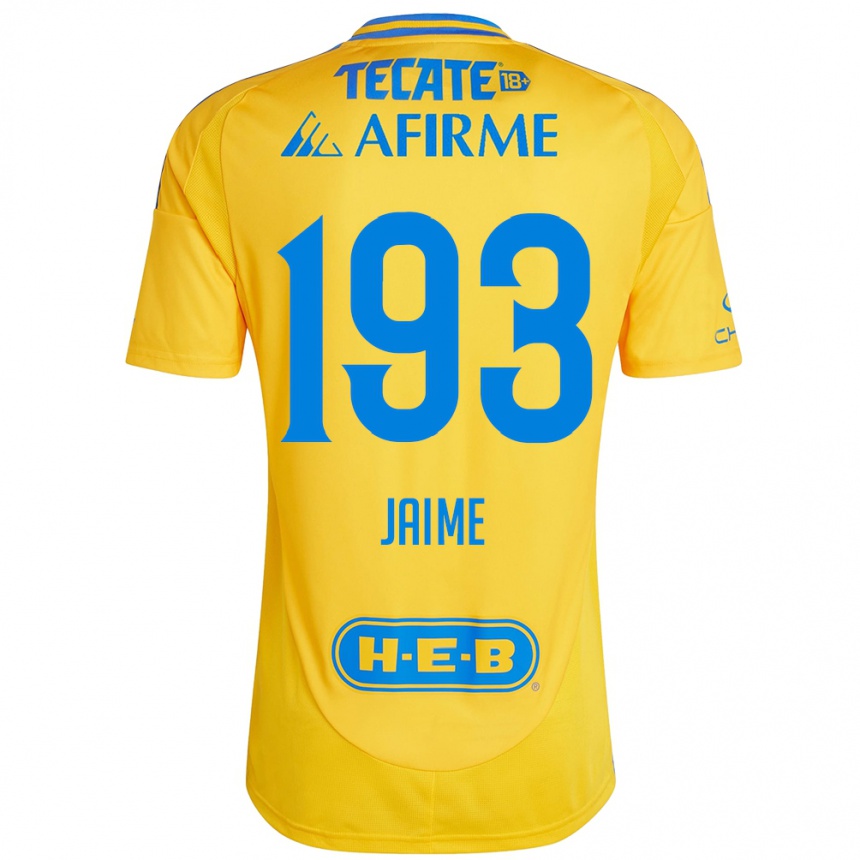 Niño Fútbol Camiseta Kenneth Jaime #193 Oro Amarillo 1ª Equipación 2024/25 México