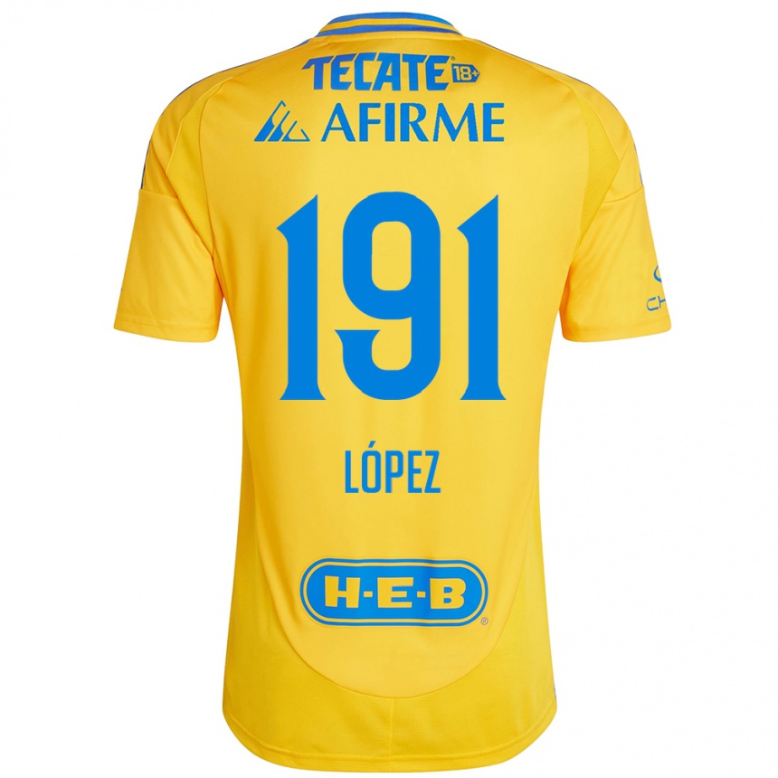 Niño Fútbol Camiseta Adrián López #191 Oro Amarillo 1ª Equipación 2024/25 México