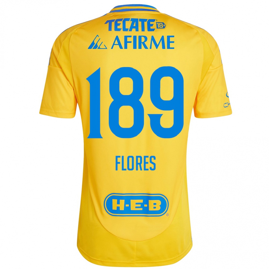 Niño Fútbol Camiseta Rolando Flores #189 Oro Amarillo 1ª Equipación 2024/25 México