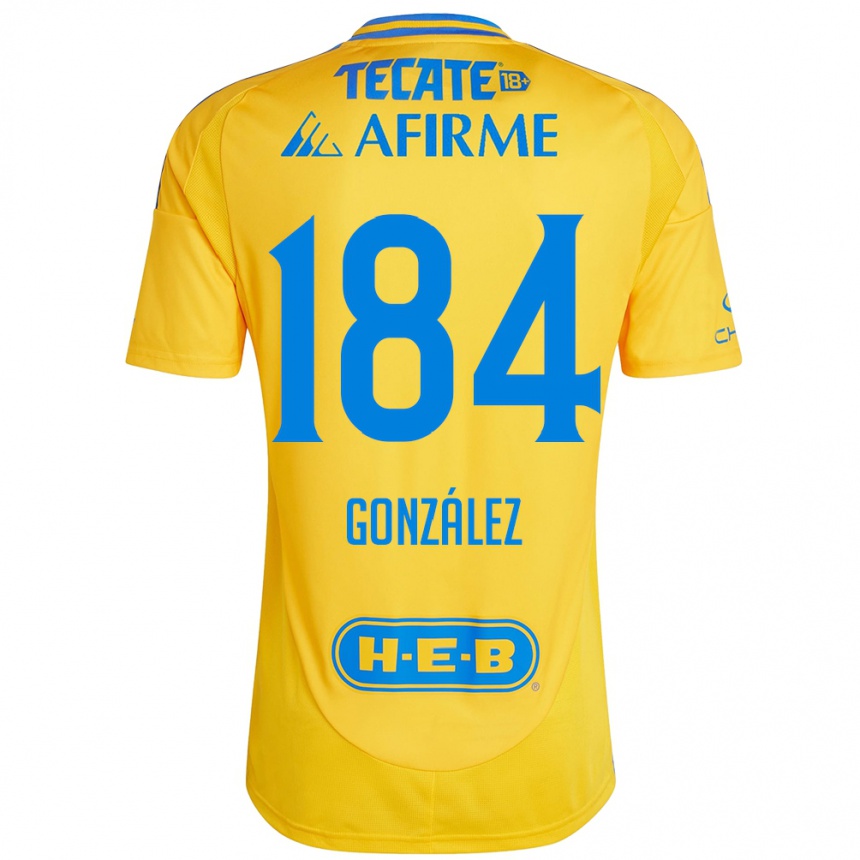 Niño Fútbol Camiseta Erick González #184 Oro Amarillo 1ª Equipación 2024/25 México