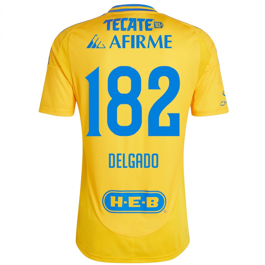 Niño Fútbol Camiseta Arturo Delgado #182 Oro Amarillo 1ª Equipación 2024/25 México