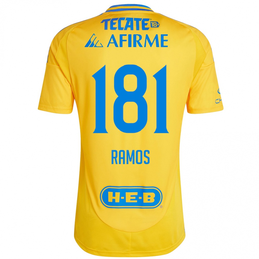 Niño Fútbol Camiseta Anthony Ramos #181 Oro Amarillo 1ª Equipación 2024/25 México