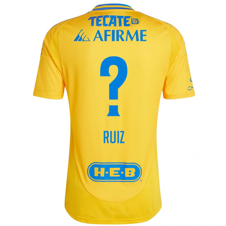 Niño Fútbol Camiseta Luis Ruiz #0 Oro Amarillo 1ª Equipación 2024/25 México