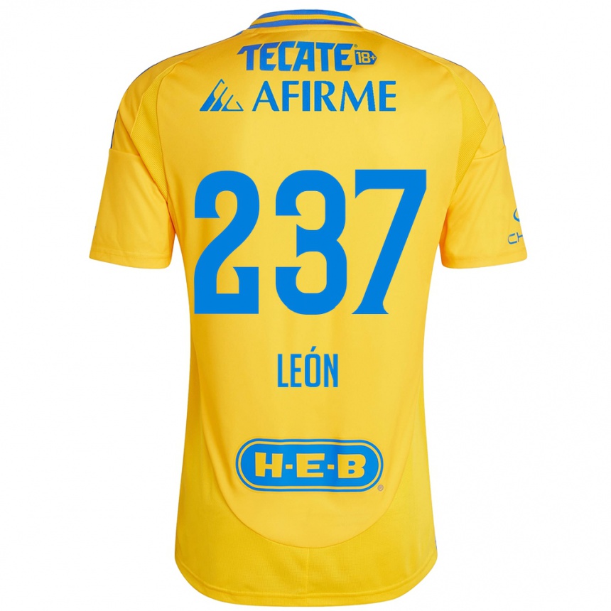 Niño Fútbol Camiseta Gabriel León #237 Oro Amarillo 1ª Equipación 2024/25 México