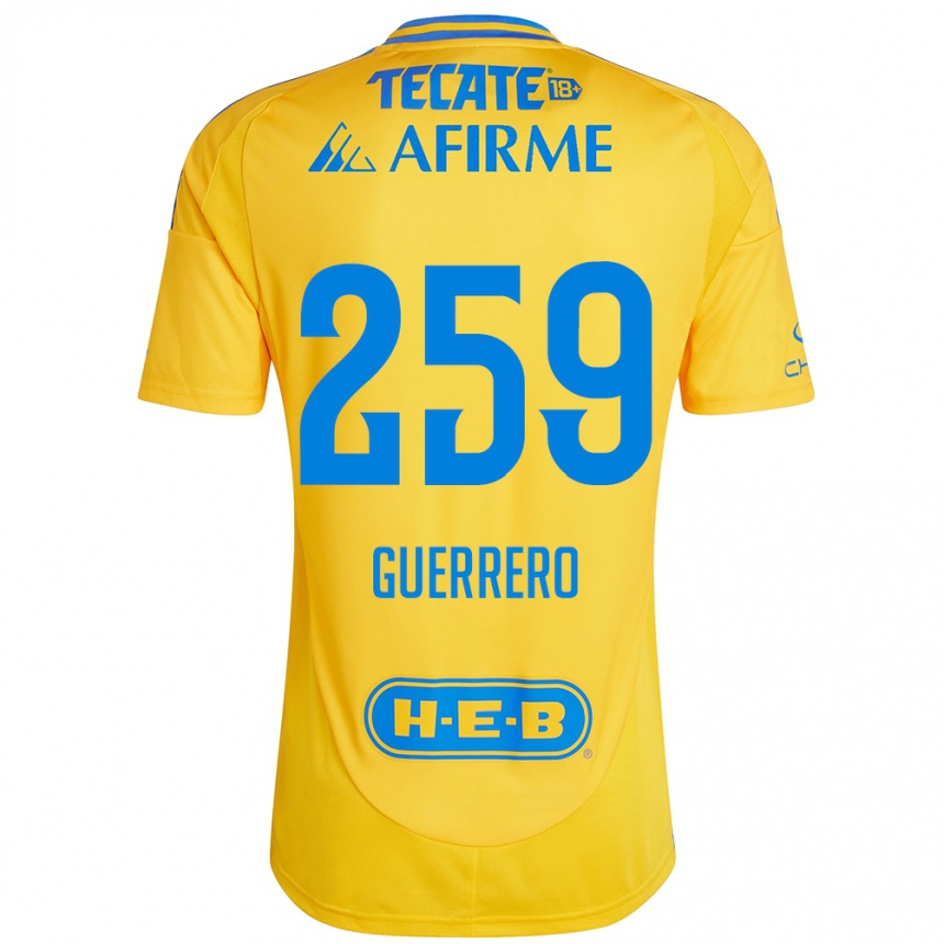 Niño Fútbol Camiseta Erick Guerrero #259 Oro Amarillo 1ª Equipación 2024/25 México