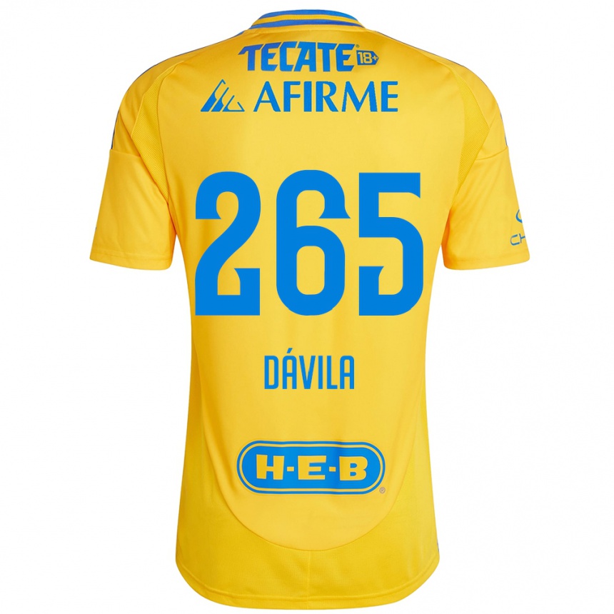 Niño Fútbol Camiseta Emiliano Dávila #265 Oro Amarillo 1ª Equipación 2024/25 México