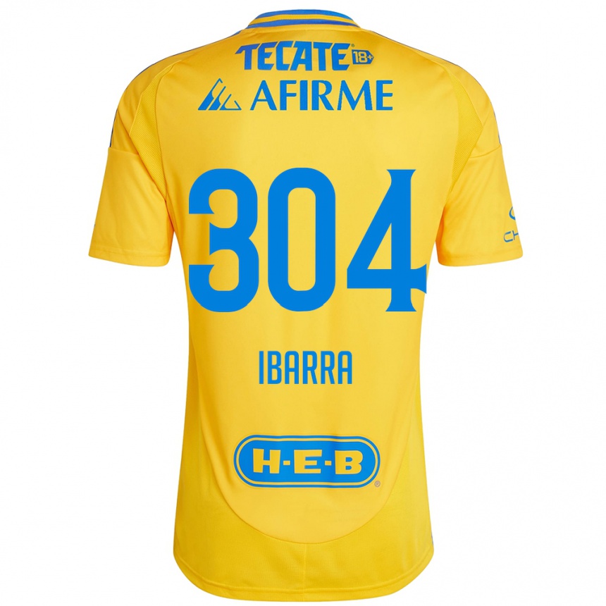 Niño Fútbol Camiseta Luis Ibarra #304 Oro Amarillo 1ª Equipación 2024/25 México