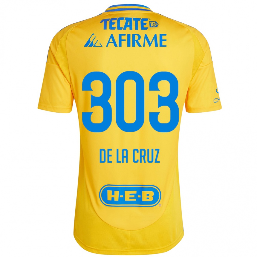 Niño Fútbol Camiseta Erick De La Cruz #303 Oro Amarillo 1ª Equipación 2024/25 México