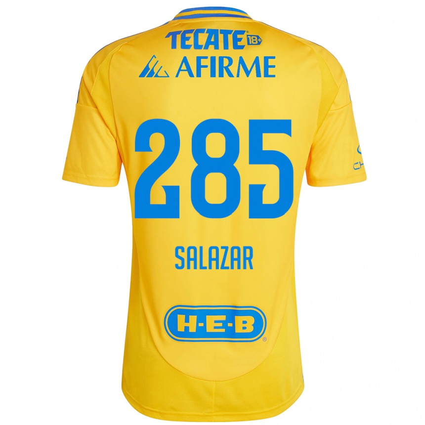 Niño Fútbol Camiseta Bryan Salazar #285 Oro Amarillo 1ª Equipación 2024/25 México