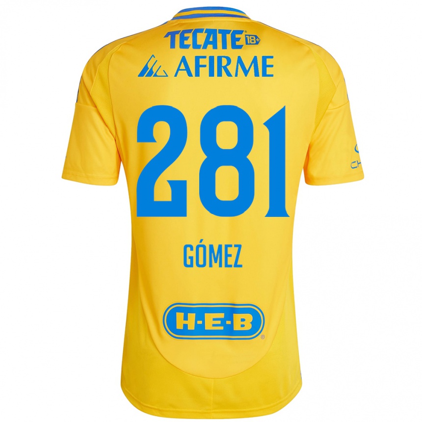 Niño Fútbol Camiseta Luis Gómez #281 Oro Amarillo 1ª Equipación 2024/25 México