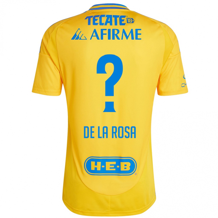 Niño Fútbol Camiseta Luis De La Rosa #0 Oro Amarillo 1ª Equipación 2024/25 México