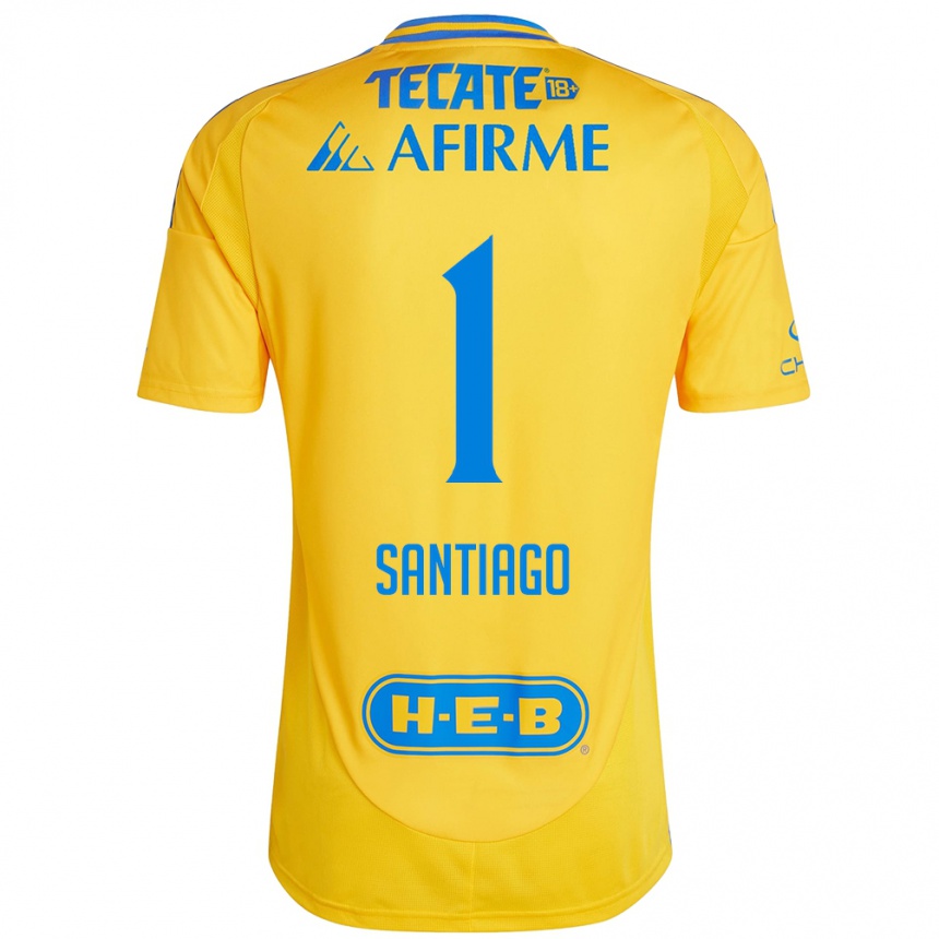 Niño Fútbol Camiseta Cecilia Santiago #1 Oro Amarillo 1ª Equipación 2024/25 México