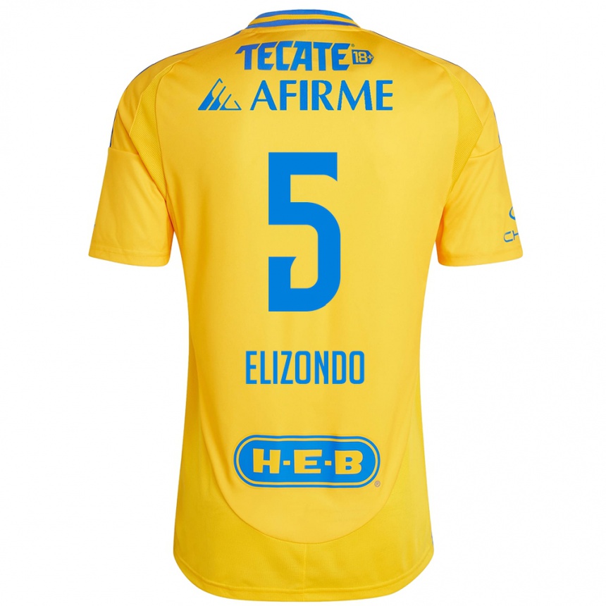 Niño Fútbol Camiseta Fernanda Elizondo #5 Oro Amarillo 1ª Equipación 2024/25 México