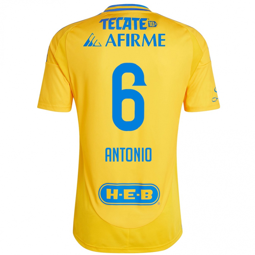 Niño Fútbol Camiseta Nancy Antonio #6 Oro Amarillo 1ª Equipación 2024/25 México