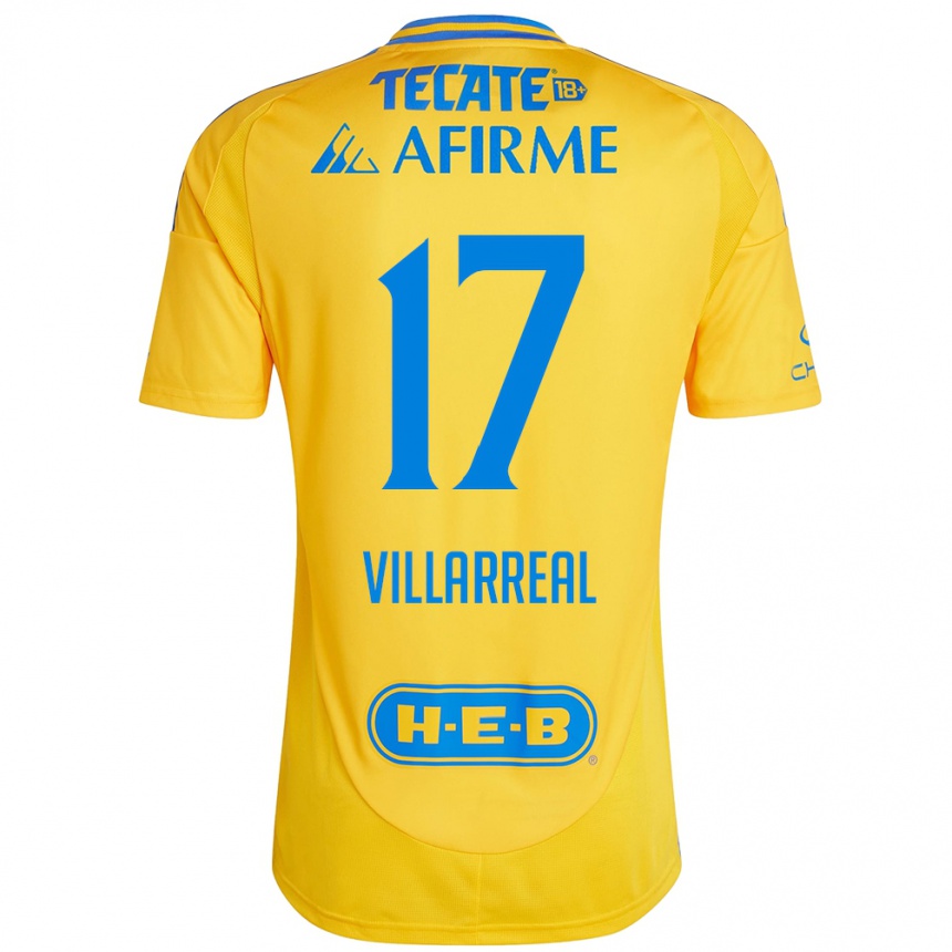 Niño Fútbol Camiseta Natalia Villarreal #17 Oro Amarillo 1ª Equipación 2024/25 México