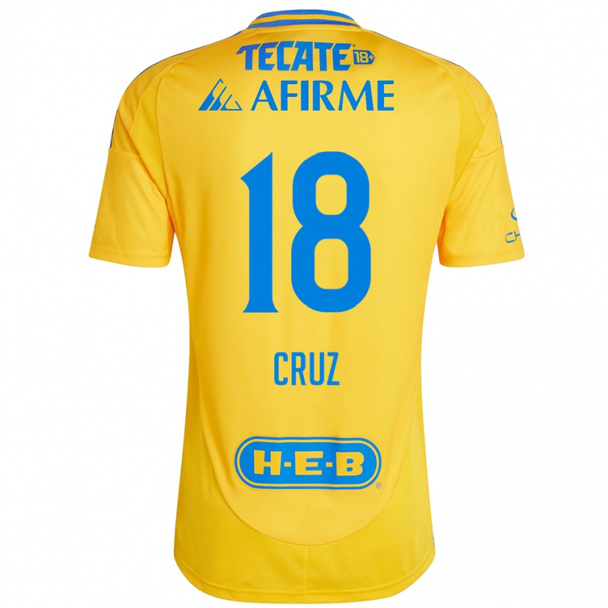 Niño Fútbol Camiseta Belen Cruz #18 Oro Amarillo 1ª Equipación 2024/25 México