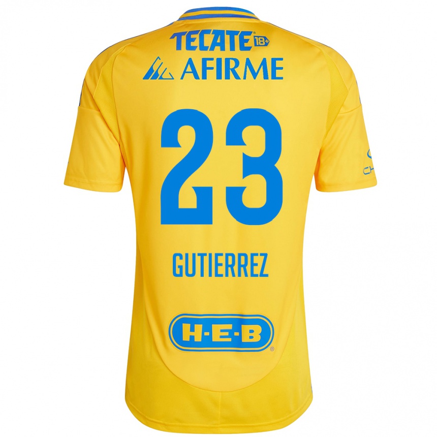 Niño Fútbol Camiseta Jana Gutierrez #23 Oro Amarillo 1ª Equipación 2024/25 México