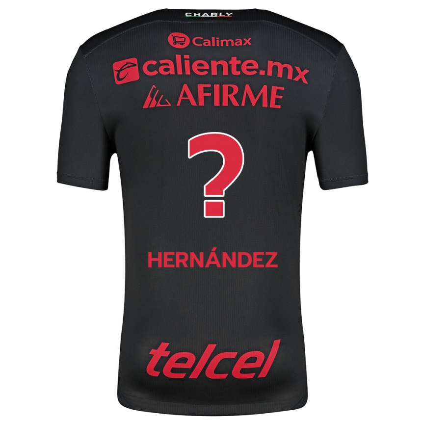 Niño Fútbol Camiseta Betsiel Hernández #0 Negro Rojo 1ª Equipación 2024/25 México