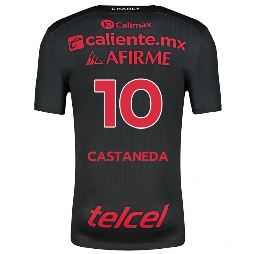 Niño Fútbol Camiseta Kevin Castañeda #10 Negro Rojo 1ª Equipación 2024/25 México