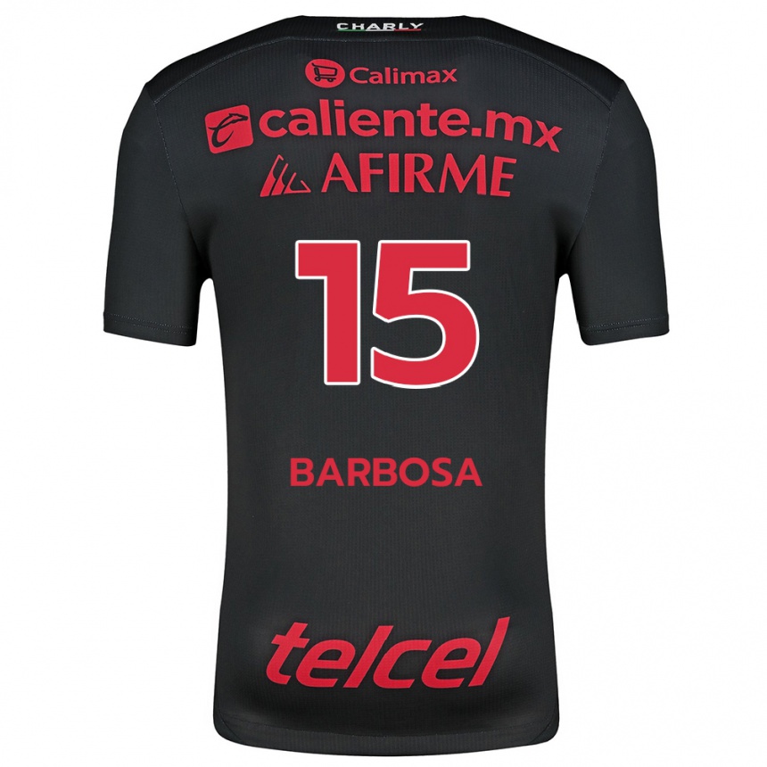 Niño Fútbol Camiseta Diego Barbosa #15 Negro Rojo 1ª Equipación 2024/25 México