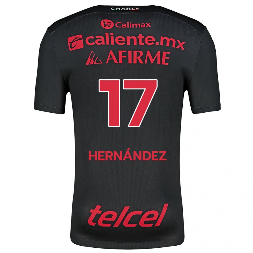 Niño Fútbol Camiseta Rubén Hernández #17 Negro Rojo 1ª Equipación 2024/25 México