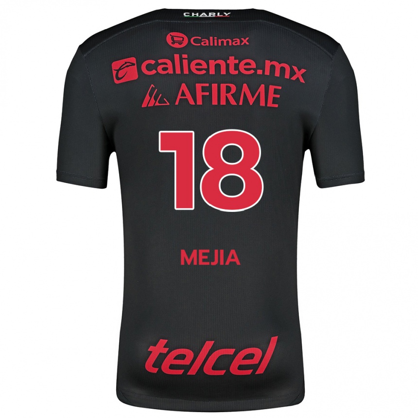 Niño Fútbol Camiseta Aarón Mejía #18 Negro Rojo 1ª Equipación 2024/25 México