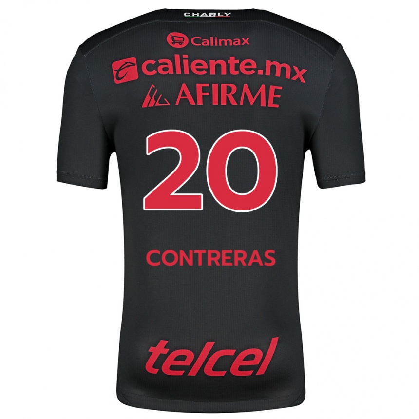 Niño Fútbol Camiseta Francisco Contreras #20 Negro Rojo 1ª Equipación 2024/25 México