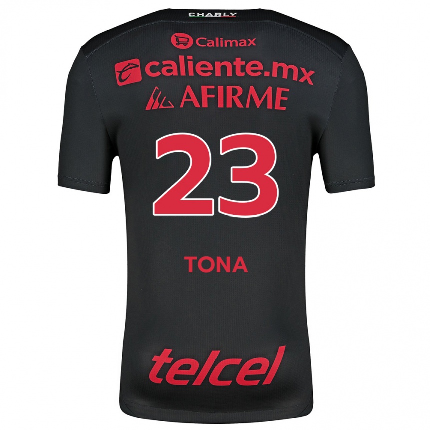 Niño Fútbol Camiseta Iván Tona #23 Negro Rojo 1ª Equipación 2024/25 México