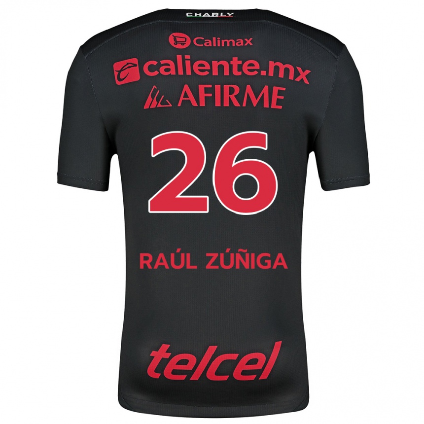 Niño Fútbol Camiseta José Raúl Zúñiga #26 Negro Rojo 1ª Equipación 2024/25 México